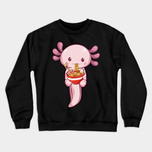 Kawaii Axolotl Eating Ramen Noodles Anime Girls Teens Crewneck Sweatshirt